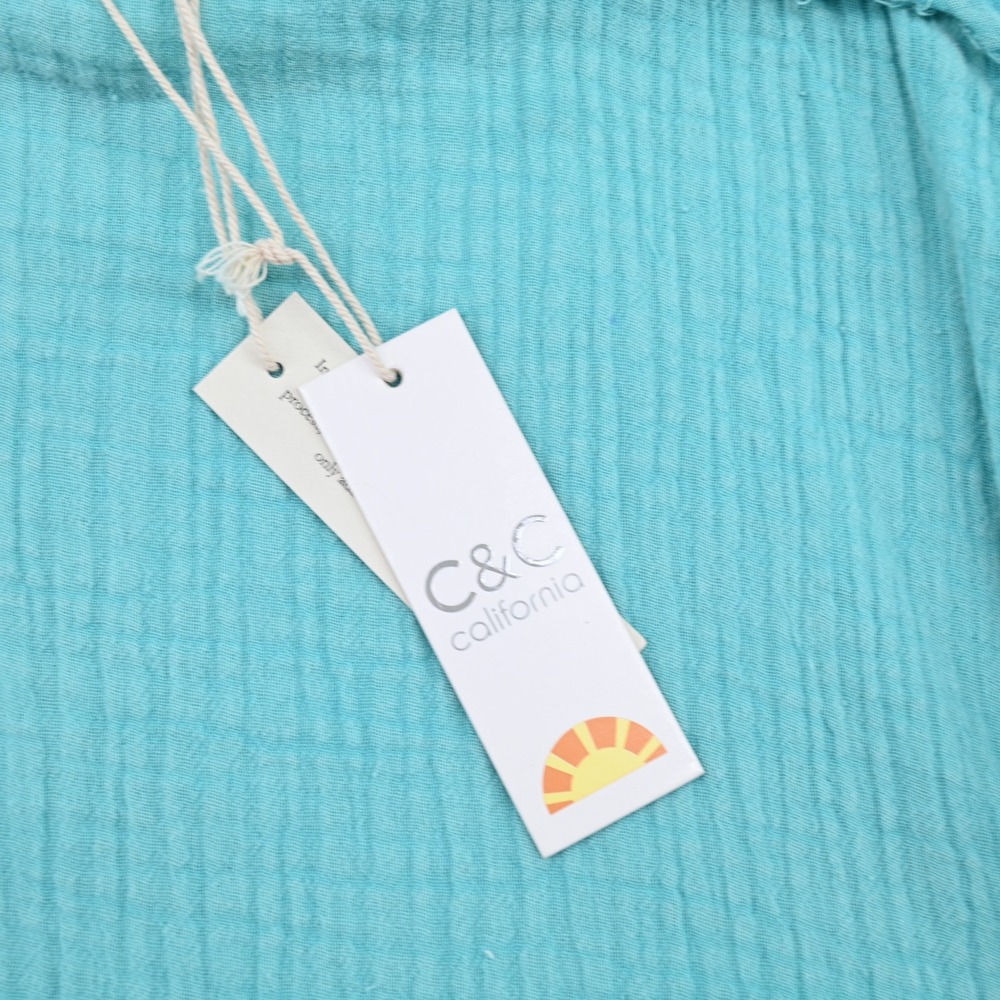 100% Cotton NWT C&C California Turquoise Gauze Boho Ruffle Peplum Blouse SZ M - Picture 4 of 11